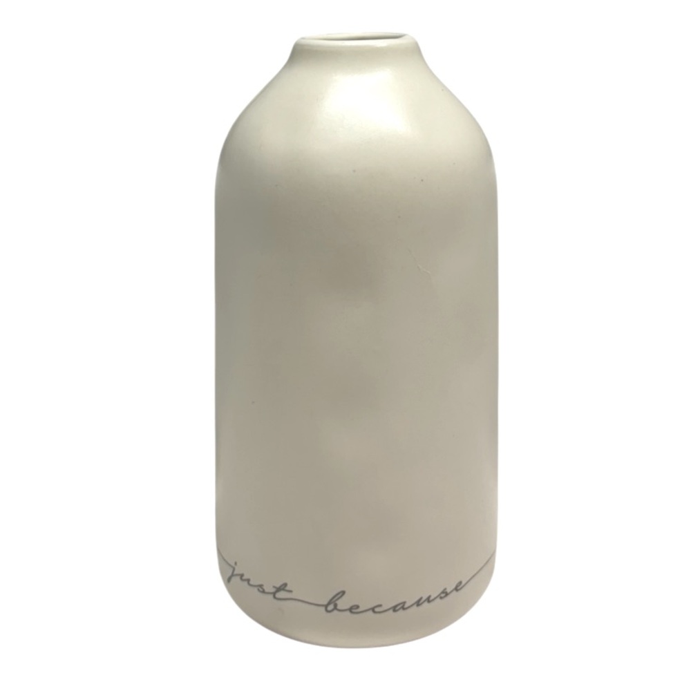 Demdaco Pottery Bud Vase ‘just because you make me smile’ Ivory Minimalist Gift